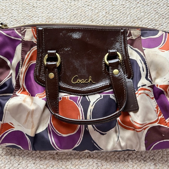 Coach Handbags - Coach Purple and Brown Shoulder Bag